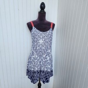Apt 9 Intimates Paisley Geo Print Chemise Nightgown Lingerie Dress Navy Coral M